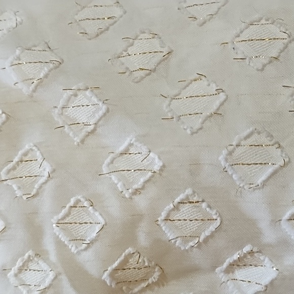 White Sheer fancy blouse long sleeve golden Accent Sz M Liz Claiborne - Picture 5 of 8